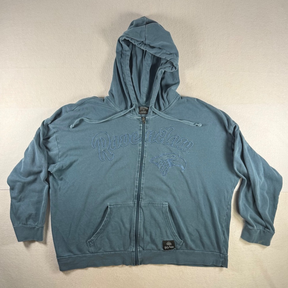 BoxLunch Harry Potter Ravenclaw Zip Up Hoodie Blue Embroidered 2X